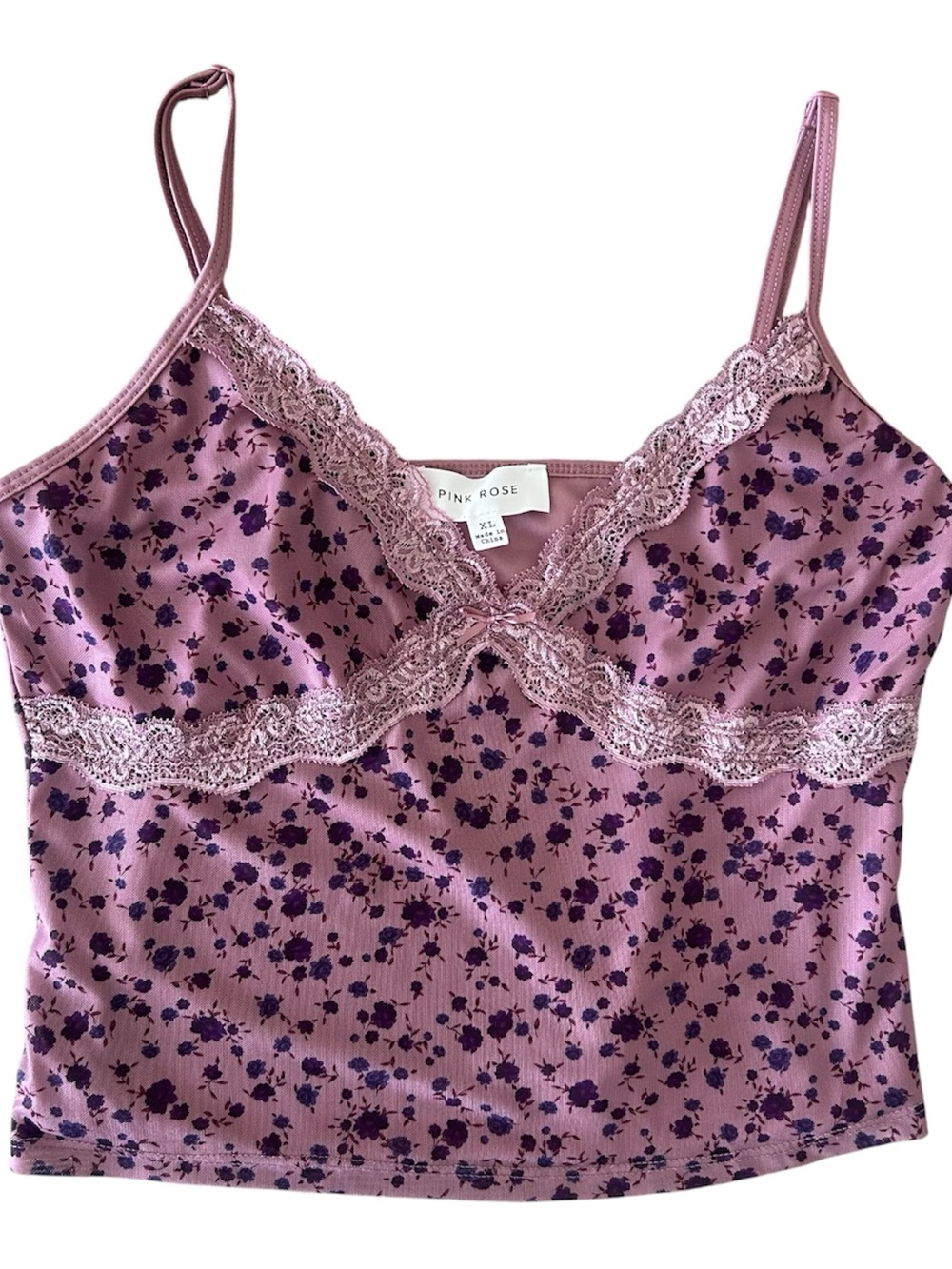 Pink Rose Dusty Rose Lace-Trim Cami